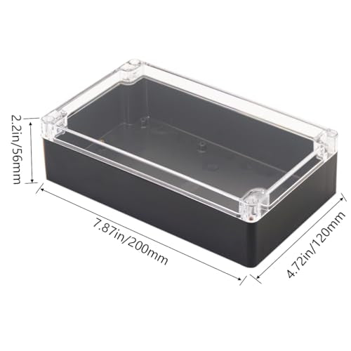 Project Box IP65 Waterproof Junction Box ABS Plastic Black Electrical Boxes DIY Electronic Project Case Power Enclosure Clear Cover 7.87"x4.72"x2.2" - color: Clear, size: 7.87"x4.72"x2.2"