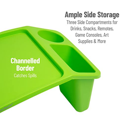 Mind Reader Kids Lap Desk, Portable Activity Tray with Side Storage, Stackable Plastic Desk for Drawing, Snacks, Study, Set of 2, Green - color: Green