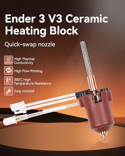 Creality Official Ender 3 V3 Plus/3 V3 Ceramic Heating Block Kit, with Integrated Nozzle, Supports 300°C High Temperature and 600mm/s High-Speed Printing 60W Fast Hotend Kit - style: For Ender 3V3/3V3 Plus