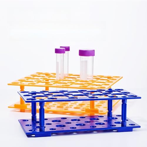 2 Pack Test Tube Rack,50 Well Centrifuge Tube Holder,Detachable Lab Test Tube Holder Rack for 10ml/15ml/50ml(Blue,Orange)