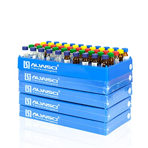 ALWSCI 5-Pack 2mL Vial Rack, 50-Well Stackable Holder for 12mm Vials - size: 2ml 5pcs