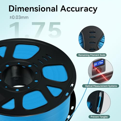 Kingroon Cyan PLA Filament 1.75mm 1kg, Vibrant Blue-Green 3D Printer Filament with ±0.02mm Dimensional Accuracy, No Tangling No Clogging Easy to Print PLA for Most FDM Printers - color: 1kg Cyan