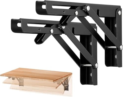 Ravinte Matte Black Folding Shelf Brackets, 8 Inch, 6 Pack - size: 8 Inch