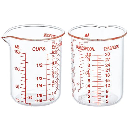 Ackers BORO3.3 Glass Measuring Cup, V-Shaped Spout, 150 mL / 5 oz, 2 Pack - size: 150ML(5.0OZ)-Pack of 2