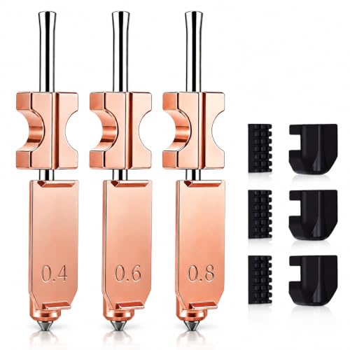 3PCS Upgraded 0.4/0.6/0.8mm Integrated Nozzle Kit for Flashforge AD5X, Quick-Release Hotend Heating Block with 3 Cleaning Brushes & 3 Silicone Socks - size: ad5x 0.4/0.6/0.8mm