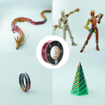 PLA 3D Printer Filament Bundle, Silk PLA Filament Dimensional Accuracy +/- 0.02 mm, 16 x 1 kg Spool(48lbs), 1.75 mm,Multiple tri-Colors. - color: 16*1kg Multi Spla