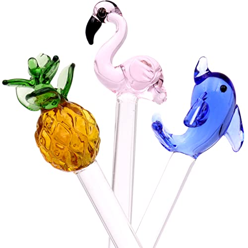 6 Pcs Glass Swizzle Stick,Reusable Drink Coffee Juice Milk Stirrers Cocktail,Liquor Stick for Coffee Bar