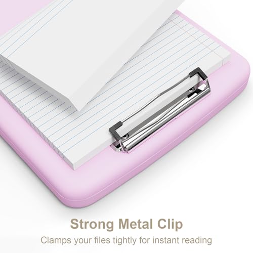 Piasoenc Clipboard with Storage, 8.5 x 11 Clip Board with Pen Holder, Pink - color: Deep Pink