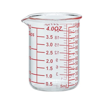 Ackers BORO3.3 4 oz/120 ml Glass Measuring Cup with V-Shaped Spout, 1 Count - size: 120 ML (4 Oz)-SINGLE