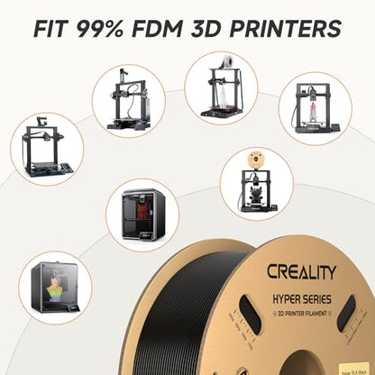 Official CREALITY Hyper PLA Filament 1.75mm Black & Grey 2KG, 30-600mm/s High Speed PLA Rapid 3D Printer Filament, 2 Pack 1kg Spool(2.2lbs), Dimensional Accuracy +/-0.02mm, Fit Most FDM 3D Printers - color: Black & Grey