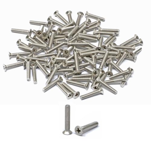 iexcell 100 Pcs M3 x 16mm Thread Pitch 0.5 mm Stainless Steel 304 Phillips Drive Flat Head Countersunk Screws Bolts Kit - size: M3 x 16mm
