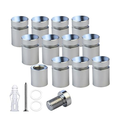 Pack of 12 Aluminum Standoff Screws Wall Sign Standoff Mounting Hardware Standoff Mount for Acrylic Picture Frame (12, Polished Chrome, 1/2" X 1/2") - color: Polished Chrome, size: 1/2" x 1/2"