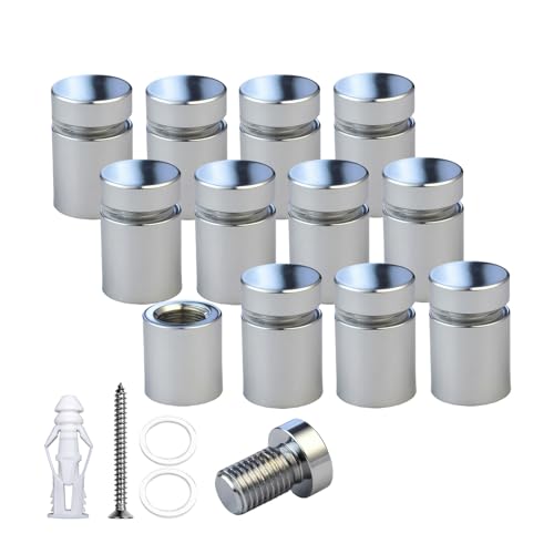 Pack of 12 Aluminum Standoff Screws Wall Sign Standoff Mounting Hardware Standoff Mount for Acrylic Picture Frame (12, Polished Chrome, 1/2" X 1/2") - color: Polished Chrome, size: 1/2" x 1/2"