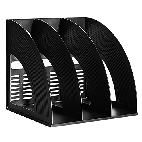 Marte Vanci Magazine File Holder, Binder Holder Book Desktop Organizer Plastic Storage Sturdy Vertical 3 Section Folder Black - color: Black 3 Section