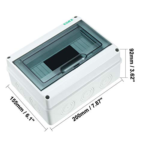 Plastic Transparent Cover Power Distribution Protection Box IP65 ABS for Circuit Breaker Indoor on The Wall 8 Way (200mmx155mmx92mm) - size: 200mmx155mmx92mm