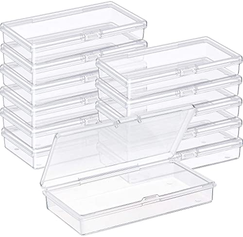 Gebildet 12pcs Small Rectangular Clear Plastic Bead Storage Boxes with Lid for Pills, Herbs, Small Beads, Jewellery and Craft Items - size: 9.5×6.2×1.3cm