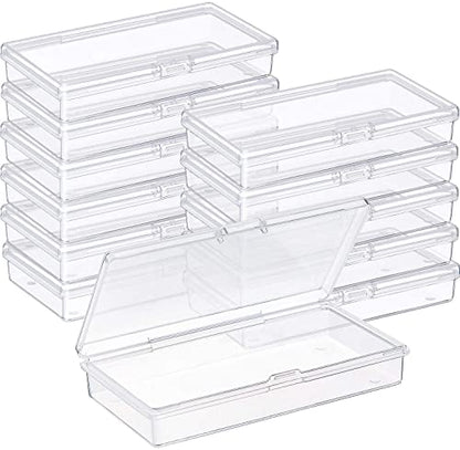 Gebildet 12pcs Small Rectangular Clear Plastic Bead Storage Boxes with Lid for Pills, Herbs, Small Beads, Jewellery and Craft Items - size: 9.5×6.2×1.3cm