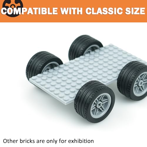 MALEKO 8 PCS Wheels and Tires Set, Tires Dia. 43.2X22mm&Rim Dia. 30.4X 20mm Compatible with Major Brand Technical Building Block Pieces and Parts - color: Black No.2
