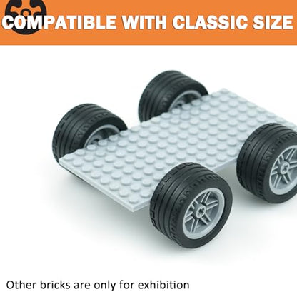 MALEKO 8 PCS Wheels and Tires Set, Tires Dia. 43.2X22mm&Rim Dia. 30.4X 20mm Compatible with Major Brand Technical Building Block Pieces and Parts - color: Black No.2