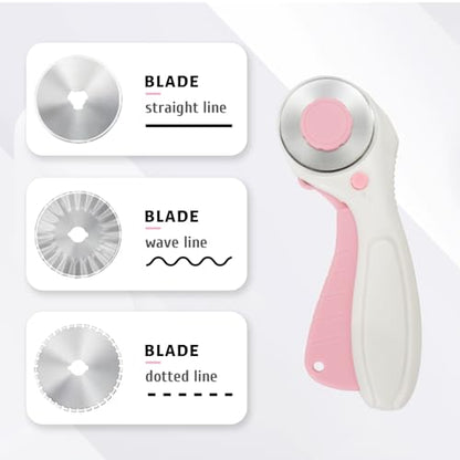 MANUFORE Left-Handed Fabric Sewing Scissors and Rotary Cutter with Blades - color: Pink Left Hand