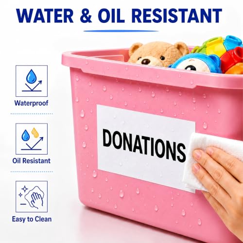 4 x 6 Inch Removable Labels for Storage Bins, 100 Pcs Matte White