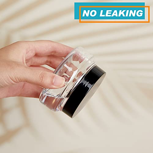 24 Pack Plastic Cosmetic Jars with Lids Label, 5 oz, Clear, Black - color: Clear, Black, size: 5 oz