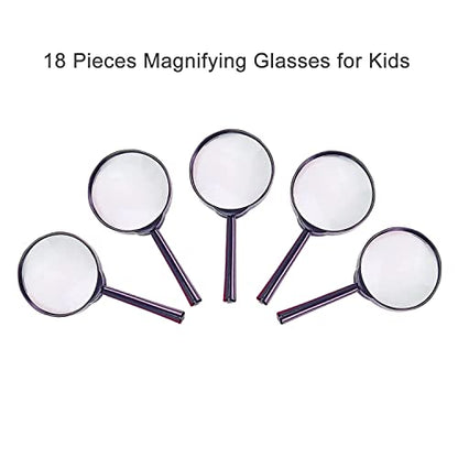 Magnifying Glass for Kids, 18 Pack Plastic Magnifier Hand Lens