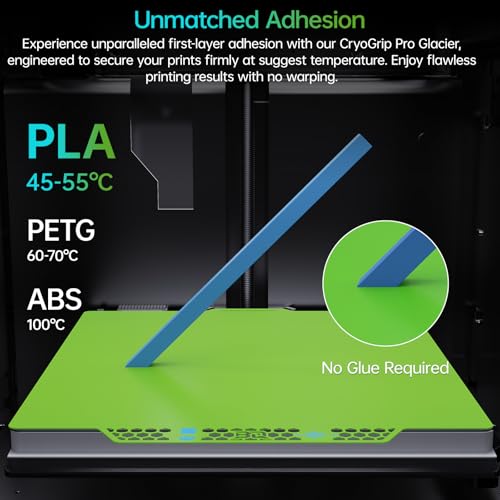 BIQU CryoGrip Pro Glacier Green Compatible with Bambu-Lab P1S/P1P/P2S/X2D/X1C/X1E/A1 3D Printers 257x257MM Panda Build Plate Double Sided Upgrade Removable Surface Platform - color: Glacier-Green, size: P1/P2/X1/A1/X2D