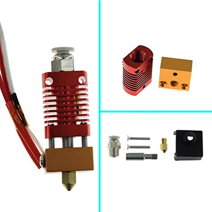 Upgrade Ender 3 Hotend Assembled MK8 Extruder Hotend Kit with 1X Silicone Cover,5X 0.4mm Nozzles for Ender 3 Ender-3 V2 Ender 3 Pro Ender 3S 3D Printer Parts - style: 24V For Ender 3
