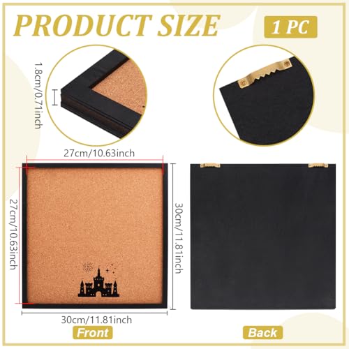 BENECREAT Square Pin Board Printing Castle and Fireworks Cork Board, Bulletin Display Board for Brooch Pin Storage, Office Home and School Decor, 11.8x11.8inch - style: Castle