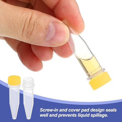 PATIKIL 1.5ml Plastic Cryogenic, 25Pcs Cryogenic Vial Screw Top Frozen Test Tube for Lab Laboratory Science, Yellow Cap - color: Yellow