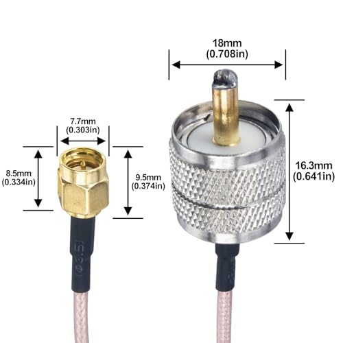 SMA Male to PL259 UHF Male RG316 Coaxial Cable 19.68in RF Coax CB Radio Pigtail Jumper 2-Pack - size: SMA Male to UHF Male RG316 19.68inch