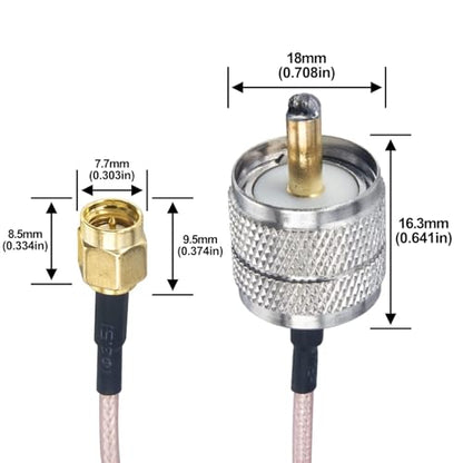 SMA Male to PL259 UHF Male RG316 Coaxial Cable 19.68in RF Coax CB Radio Pigtail Jumper 2-Pack - size: SMA Male to UHF Male RG316 19.68inch