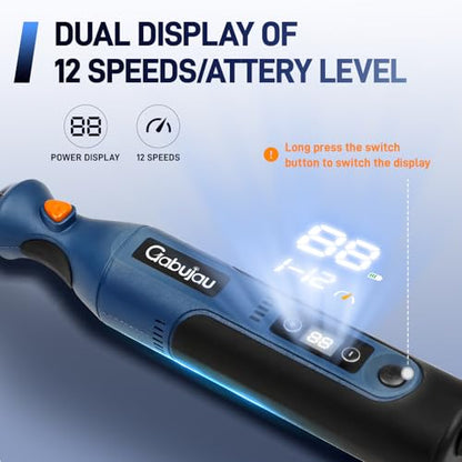 Cordless Rotary Tool Kit Mini, 7.4V 12-Speed Power USB Rechargeable - color: Blue