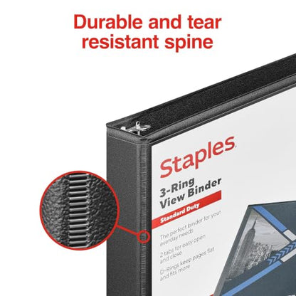 Staples 1" 3-Ring View Binder, D-Ring, Black, 4/Pack - color: Black, size: 1-Inch, style: 4 Pack