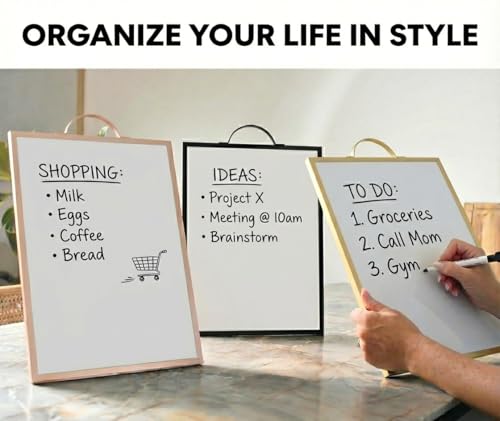 Magnetic Dry Erase Board 12x16 with Handle, Double Sided Portable Rose Gold Whiteboard for Home, Office, School & Kitchen - style: Rose Gold Handle