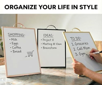 Magnetic Dry Erase Board 12x16 with Handle, Double Sided Portable Rose Gold Whiteboard for Home, Office, School & Kitchen - style: Rose Gold Handle