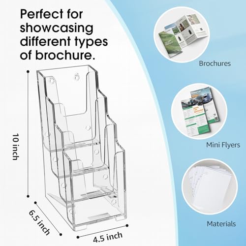 MaxGear 4 Tier Acrylic Brochure Display Holder, 4 Inch Wide, 2 Pack - size: 4"x9"-4 Tier