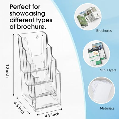 MaxGear 4 Tier Acrylic Brochure Display Holder, 4 Inch Wide, 2 Pack - size: 4"x9"-4 Tier