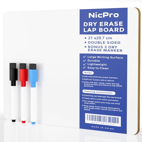 Nicpro Small Dry Erase Lapboard, 2 Pack Small White Board 9''x 12'' Mini White Board Double Sided with 3 Water-Based Pens, Portable Whiteboards for Kids Students Teachers Classroom Homeschool Supplies - color: White, size: 9 x 12 inches