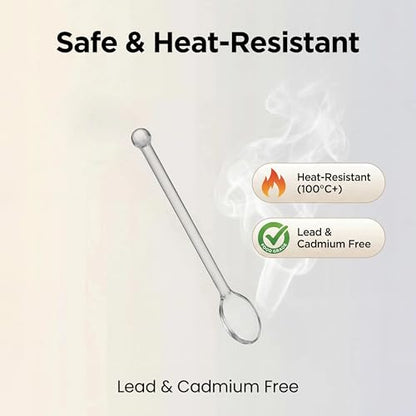 4 Pcs Clear Glass Teaspoons Set Long Handle Stirrers