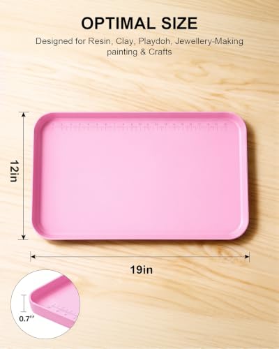 Silicone Mats for Crafts with 0.7" High Edges & Non-Slip，19" x 12" - color: Pink, size: 19"x12"