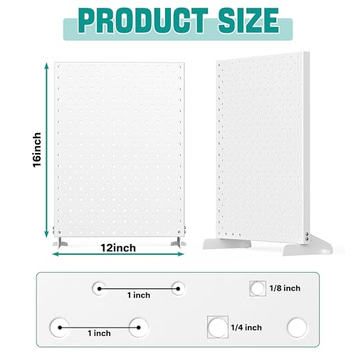 EVERHANGER Metal Pegboard Display Stand, Freestanding Tabletop Pegboard - color: White, size: 2pack 12"X16"