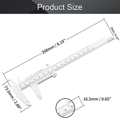 Utoolmart Plastic Vernier Caliper, 150mm Mini Vernier Eyebrow Ruler, Double Scale Plastic Vernier Caliper Measuring Tool, for Eyebrow Stencil Makeup, Jewelry Measuring, White, 3 Pcs - color: 3pcs
