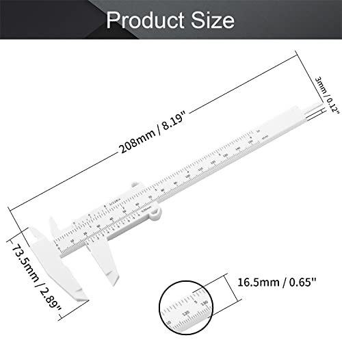 Utoolmart Plastic Vernier Caliper, 150mm Mini Vernier Eyebrow Ruler, Double Scale Plastic Vernier Caliper Measuring Tool, for Eyebrow Stencil Makeup, Jewelry Measuring, White, 3 Pcs - color: 3pcs