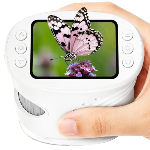 4K 1000X Handheld Digital Microscope for Kids with 2.0" IPS Screen(White) - color: White