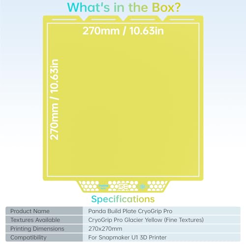 BIQU CryoGrip Pro Glacier Yellow Compatible with Snapmaker U1 3D Printer 276x304.5mm Panda Build Plate Double Sided Upgrade Plate Removable Surface Platform - color: Glacier-Yellow, size: Snapmaker-U1