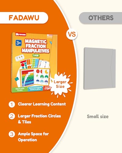Large Magnetic Fraction Playbook Maths Manipulatives for Kids - color: Orange (10.16 X 8.27 In)
