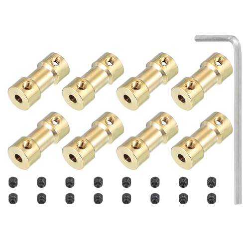 PATIKIL Brass Shaft Coupling Joint 3mm to 5mm, 8 Pcs Motor Shaft Coupler Extension Connector Rigid Sleeve Adapter Transmission Joint with Screws for RC Car Tires Shaft Motor - size: 3mm to 5mm