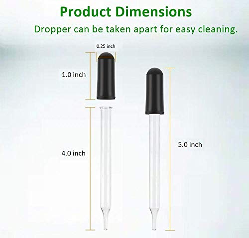 4 Inch Straight Tip Glass Dropper (1ml), with Black Suction Bulb, Medicine Eye Droppers for Essential Oils, Science Laboratory Medicine Art Liquid Plant Nutrients (12)
